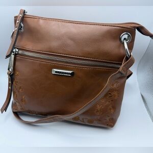 Rosetti Brown Crossbody Bag with Floral Detail